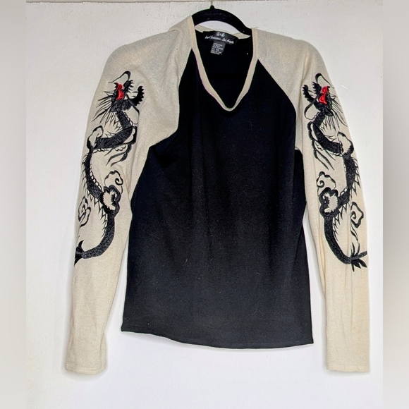 Amal Guessous • cashmere sweater w/ dragon 🐉 sleeves Chrome Hearts OG Designer - Picture 1 of 4